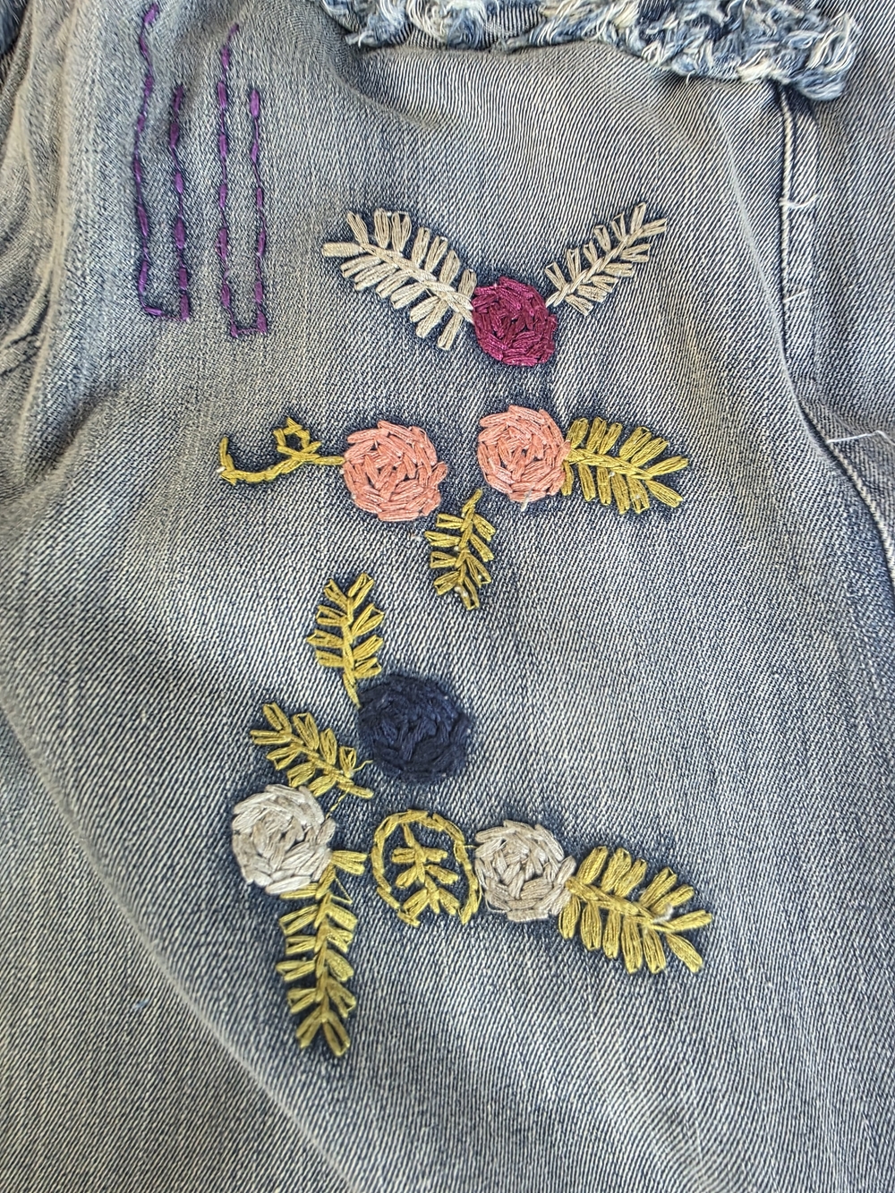 Blue Velvet Hippy Patchwork Embroidered Heart Jeans Boho Wide Leg Distressed - Picture 5 of 7
